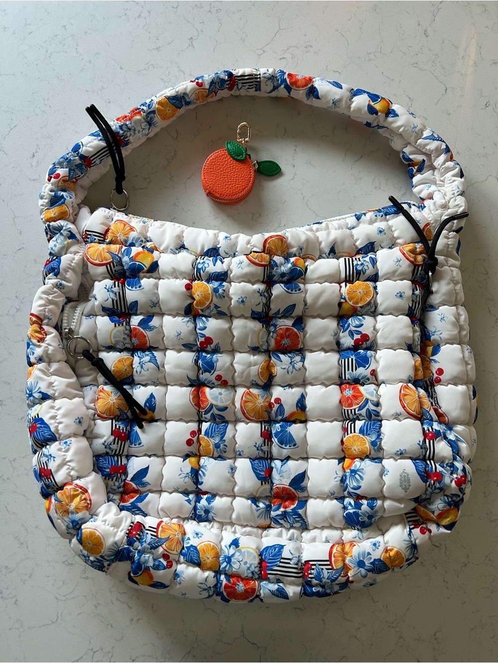 NWOT FP Movement Printed Quilted Carryall Bag in Tangerine Dream w/ Bag Charm - Picture 5 of 16